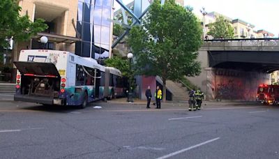 Bus crashes into structure in downtown Seattle