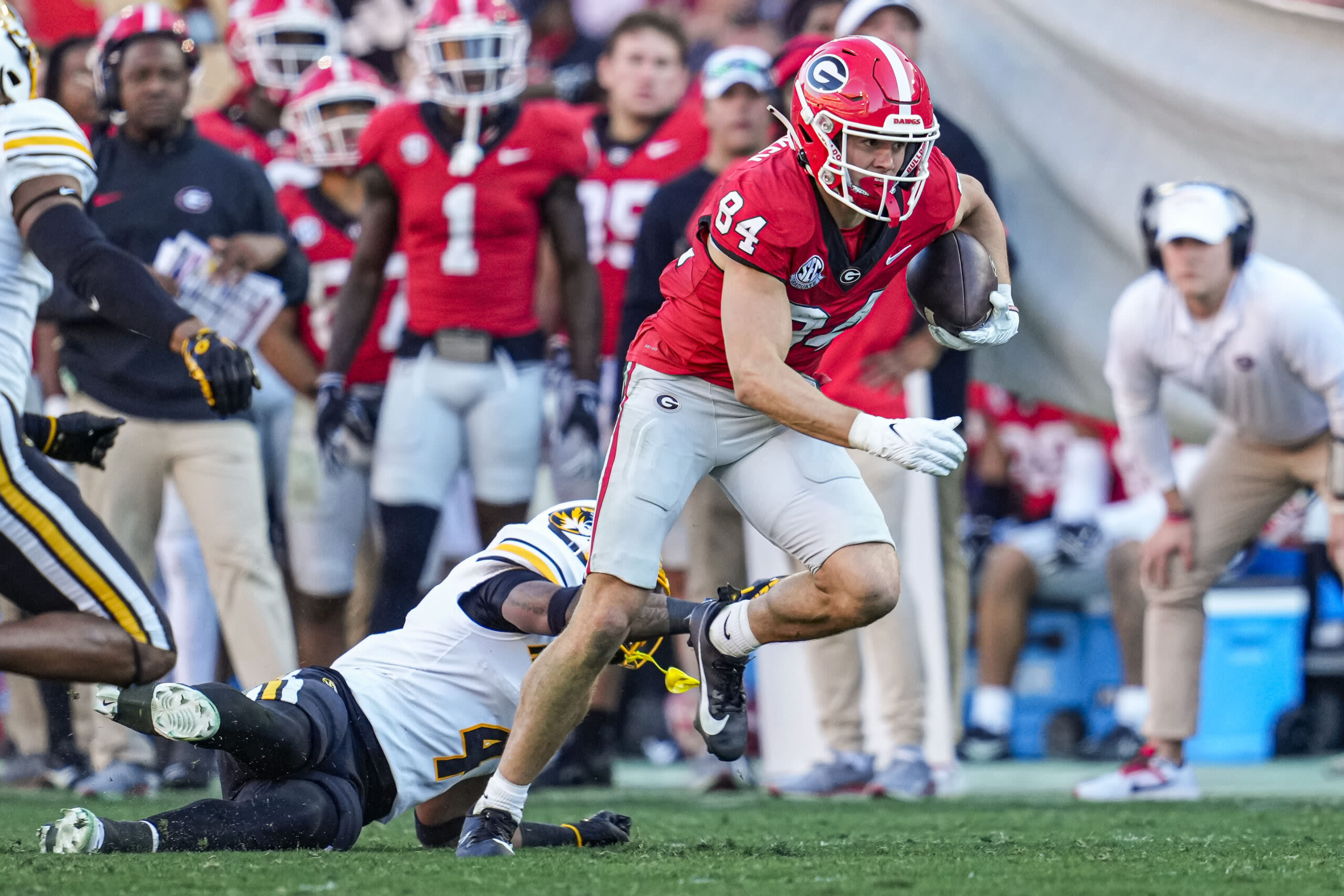 Los Angeles Chargers select Georgia WR Ladd McConkey with the 34th overall pick. Grade: A