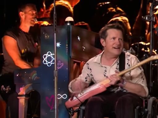 Michael J Fox joins Coldplay during Glastonbury set