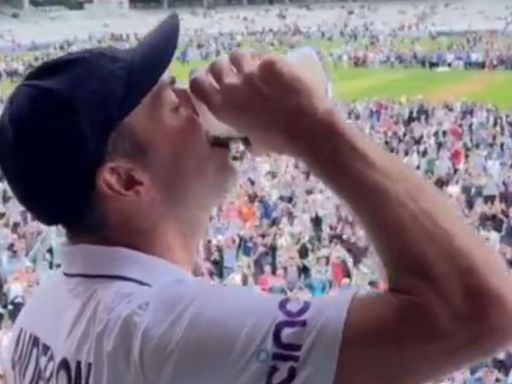 James Anderson chugs a pint as Lord's goes wild, bowls to Stokes' kids after retirement before McCullum pulls him aside