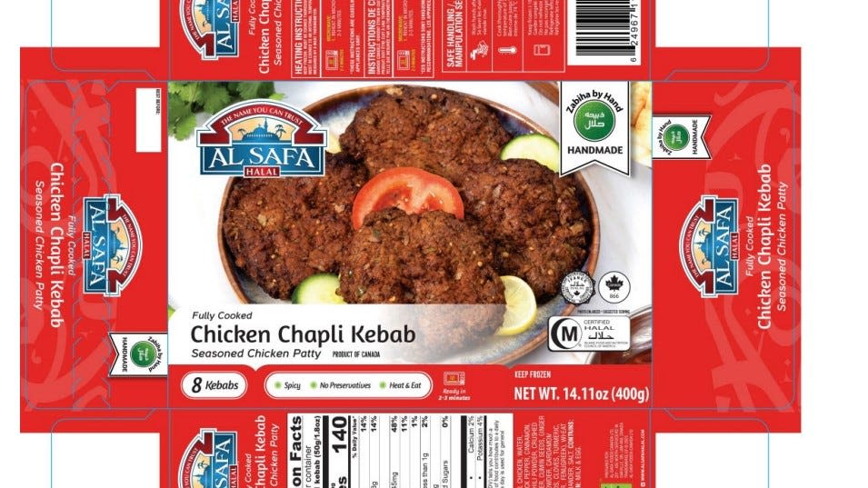 Over 2,000 pounds of Al-Safa frozen chicken products recalled for listeria risk