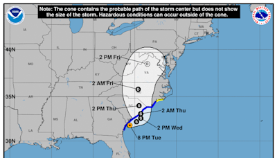 Debby in South Carolina shifted course and targeted Atlantic Ocean