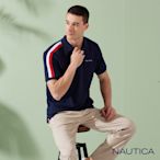 Nautica男裝 簡約撞色織帶短袖POLO衫-深藍