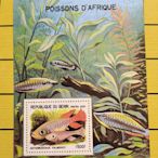 真品收藏貝寧2001年魚類熱帶魚紅圓尾鳉郵票小型張全新255787