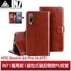 【蘆洲IN7】IN7瘋馬紋HTC Desire 22 Pro (6.6吋) 錢包式 磁扣側掀PU皮套 手機皮套保護殼