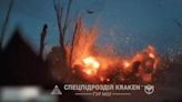 POV video of Ukrainian special forces in armored car making perilous dash as Russian shells appears to try to take them out