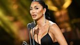 Nicole Scherzinger nearly trips and breaks down in tears accepting Olivier award