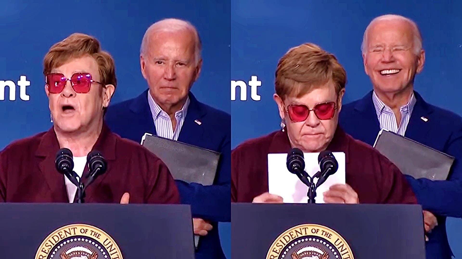 Biden Cracks Up Onstage As Elton John Blurts Profane Cry