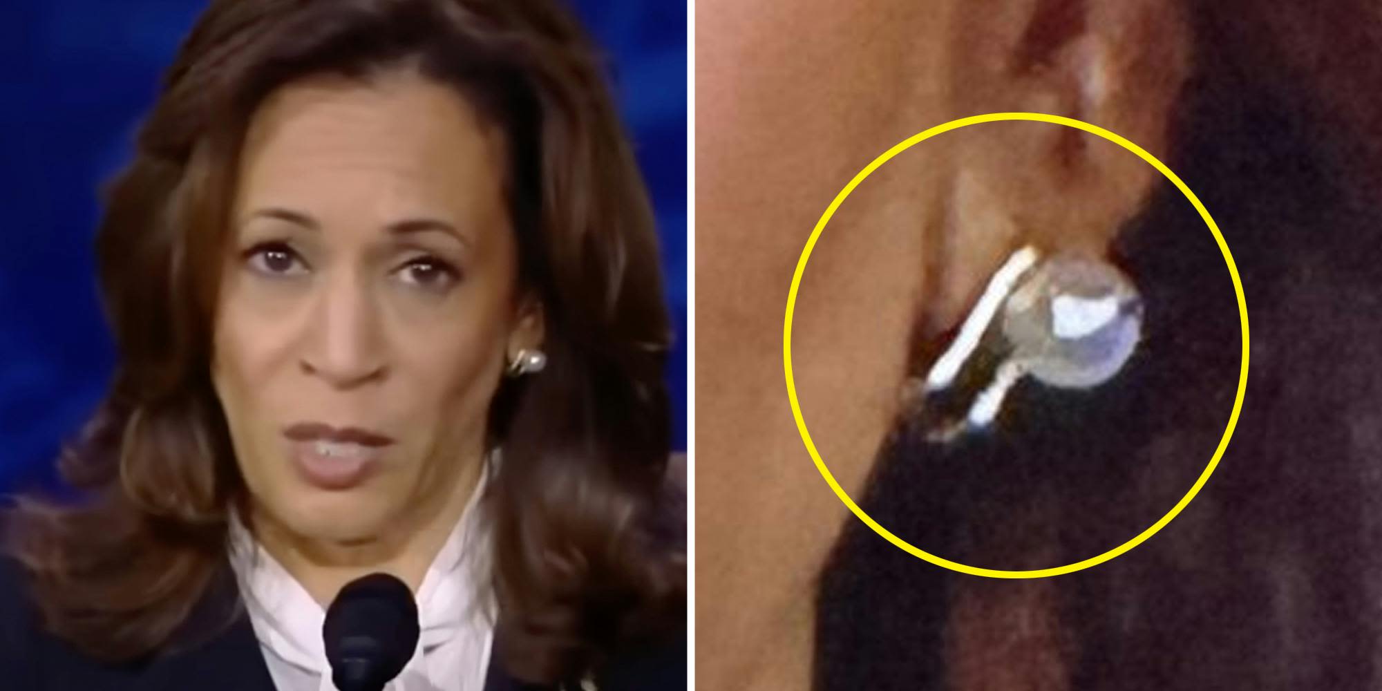 QAnon crowd thinks they spotted Harris' secret pearl earring earpiece last night