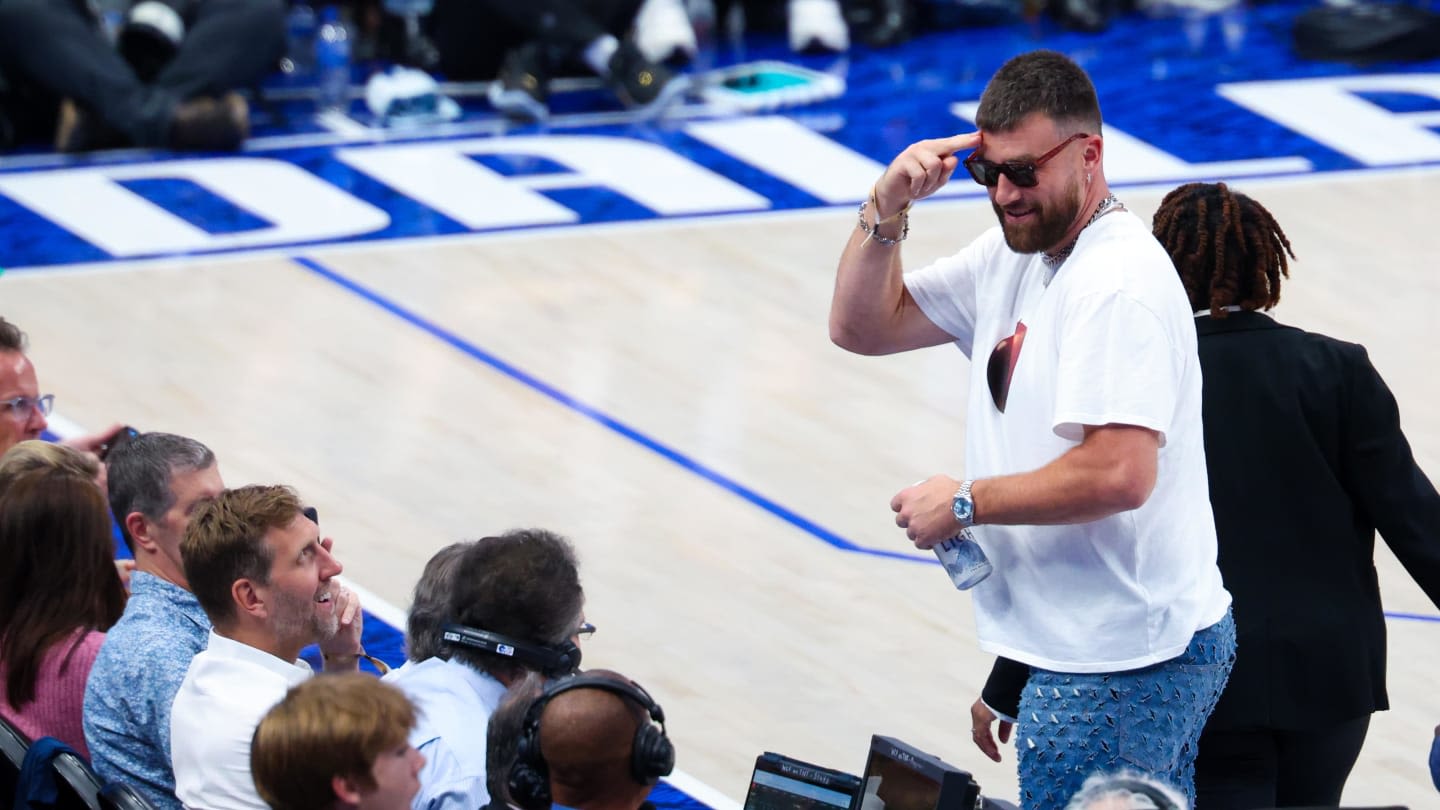 Travis Kelce Had Priceless Reaction to Getting Booed at T-Wolves-Mavs Game