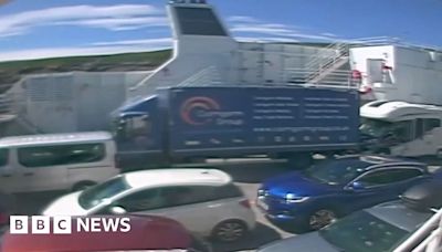 Watch the moment ferry grounds after captain 'falls asleep'