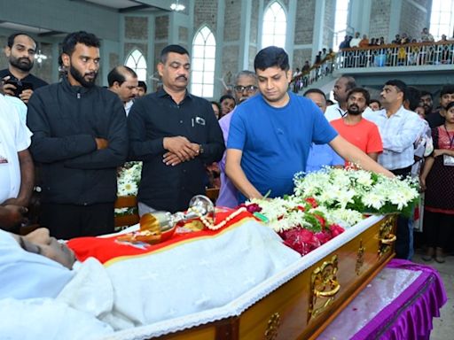 Funeral ceremony of Fr Anthony Peter held at Sacred Heart Cathedral, Shivamogga