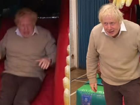 Boris Johnson Caught Zooming Down A Dinosaur Slide On Children's Entertainment Instagram Account