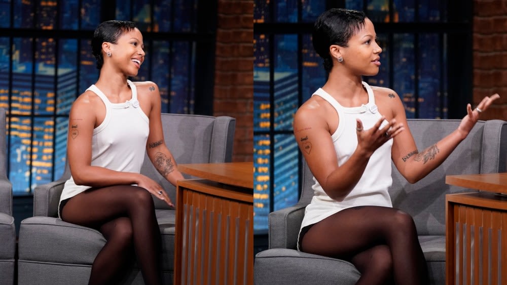 Myha’la Elevates Casual Dressing in White Tank Top for ‘Seth Meyers’ Interview, Talks ‘Industry’ Season Three