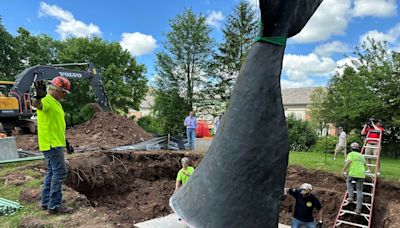 Conny the Whale, the iconic West Hartford statue, has a new home across from former Children's Museum