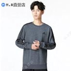 Adidas 愛迪達衛衣 大學T 男2023春季新款寬松圓領運動服 刷毛 套頭衫 H12166