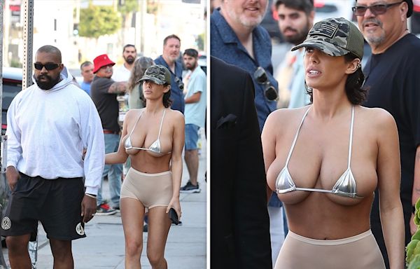 Bianca Censori Wears Tiny Bikini Top to Lunch with Kanye West