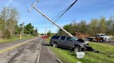 Utility pole knocked over by stolen car in Niagara County