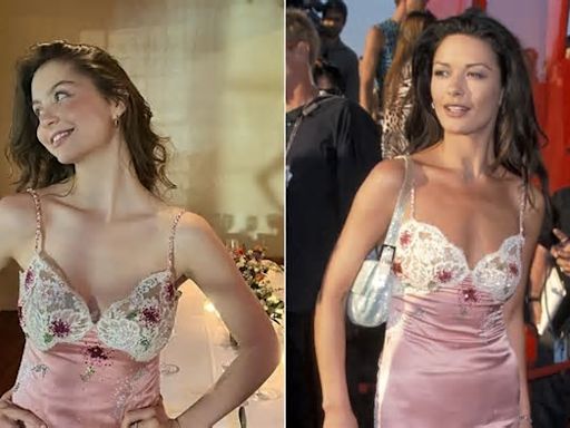 Catherine Zeta-Jones' daughter Carys Douglas wears her pink dress from 1999