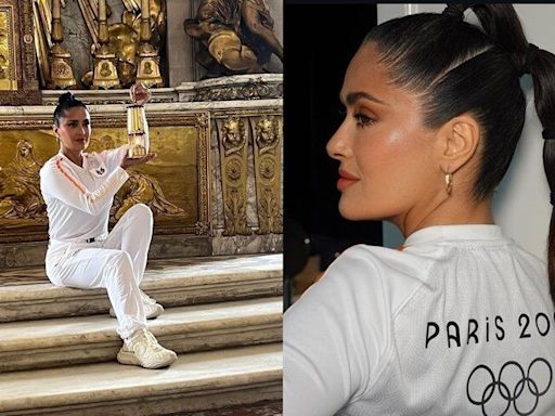 Salma Hayek deslumbra con bubble ponytail en París