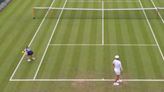 Wimbledon match interrupted by champagne cork landing on court