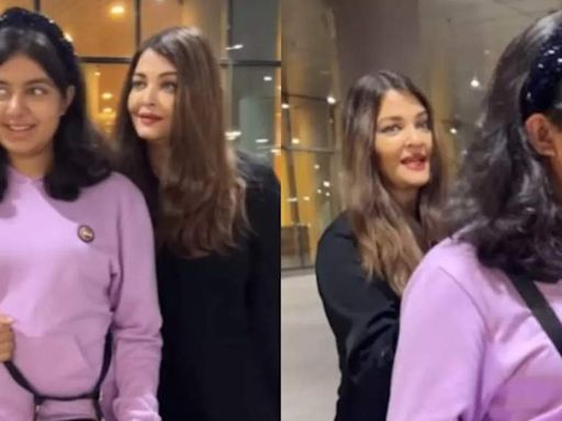 Aishwarya Rai Bachchan returns from New York with Aaradhya, netizens say, 'she's looking like dad Abhishek Bachchan' | Hindi Movie News - Times of India