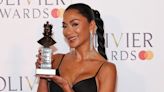 Nicole Scherzinger, 45, flashes some leg in black gown as she picks up gong