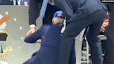 Biden tripped up by sandbag, falls onstage at Air Force graduation