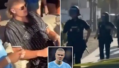 Watch as Erling Haaland forced to show his ID to riot cops in Marbella