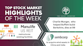 Top Stock Market Highlights: Charlie Munger, Manulife US REIT and Sembcorp Industries