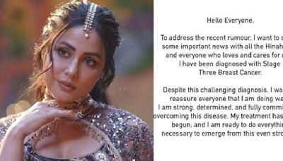 Hina Khan reveals stage 3 breast cancer diagnosis, begins treatment: 'I am strong and committed'