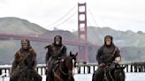 Costumed apes seen on horseback ride near Golden Gate Bridge