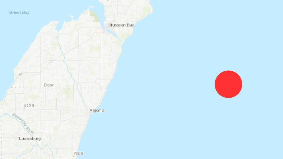 2.9 magnitude earthquake recorded east of Sturgeon Bay in Lake Michigan