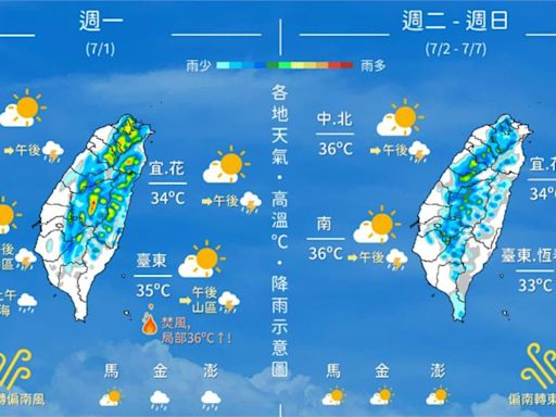 一圖看一週天氣！持續高溫炎熱 「東南部」稍降溫時間曝光