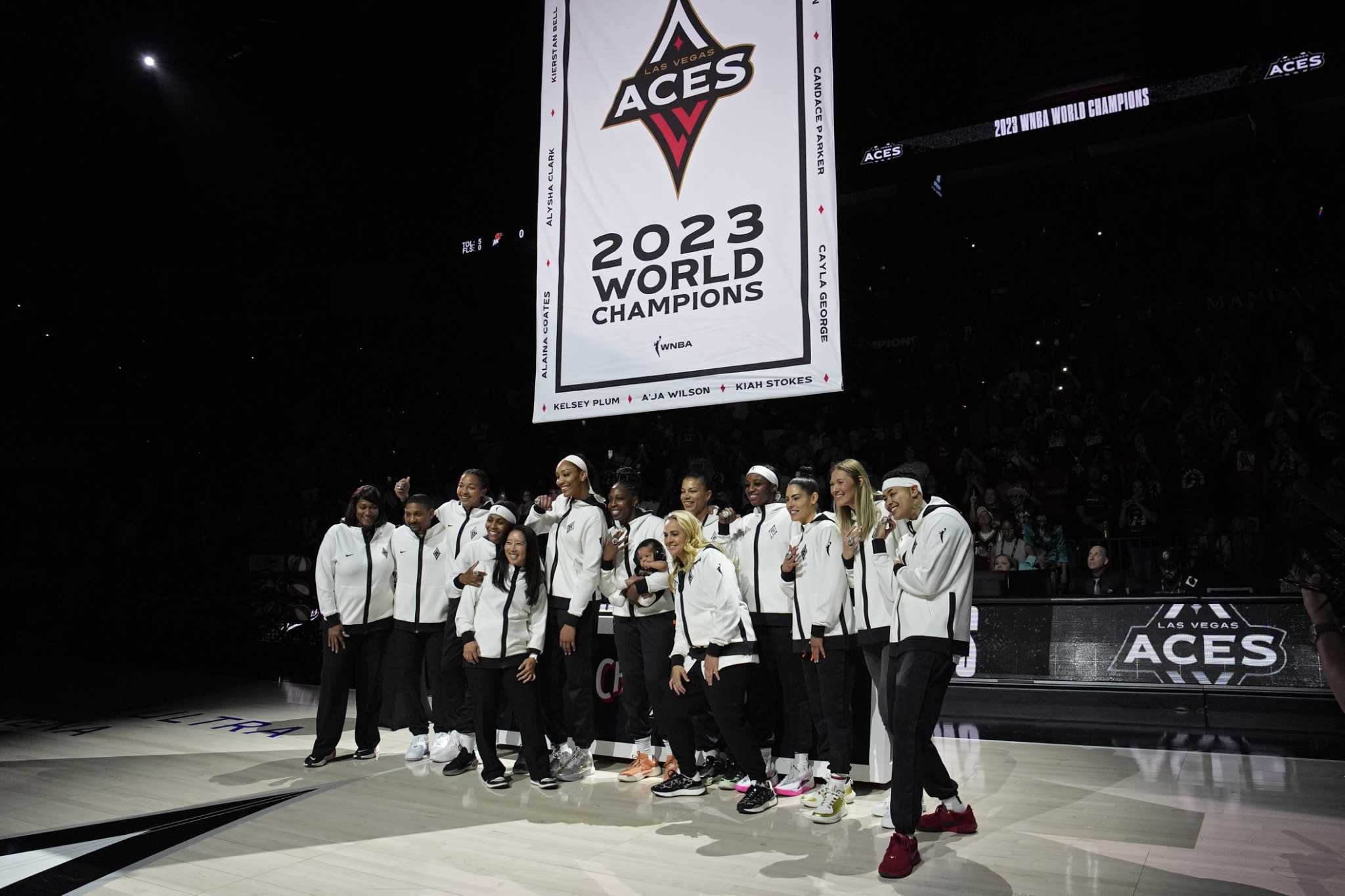 Aces honored with rings, 2nd championship banner as quest to three-peat starts versus Mercury