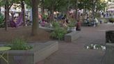 Family and Friends start Memorial Day weekend with hammocks at Spruce Street Harbor Park in Philadelphia