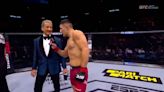 Moment Bruce Buffer tells UFC fighter not to talk about pay during post-fight interview