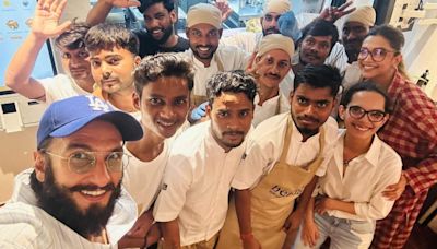 Heavily pregnant Deepika Padukone, hubby Ranveer Singh pose for a happy selfie with restaurant staff