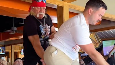 Hulk Hogan Slaps Frankie LaPenna’s Butt, Puts Him Through A Table At Hooters