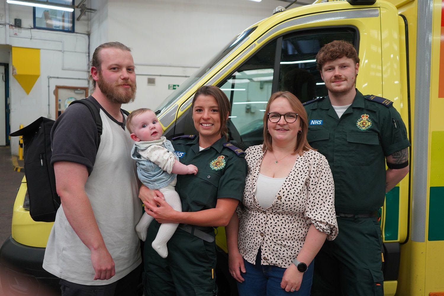 Mum and baby reunited with life-saving paramedics