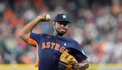 Astros' Ronel Blanco pulled after 7 no-hit innings against Tigers. Ryan Pressly allows single in 8th