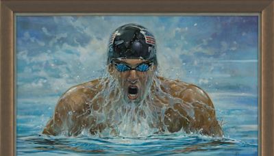 Golden Eight’ Signed Michael Phelps Paintings Up For Sale Ahead Of Paris Olympics