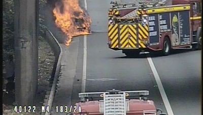 Car fire causes huge delays on M4 towards Wales