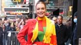Retro! Lindsay Lohan Takes It Back to the '70s in a Vibrant Patchwork Suit