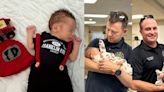 Baby meets Franklin firefighters who helped deliver him