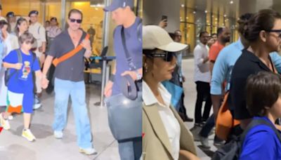 Shah Rukh Khan returns from London with wife Gauri Khan and son Abram, watch video