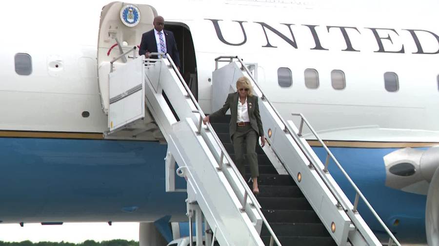 First lady Jill Biden arrives in West Michigan