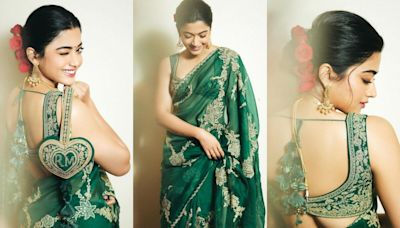 Rashmika Mandanna Once Again Proclaims Her 'National Crush' Tag in Green Saree For Rs 1.19 Lakh With a Custom-...