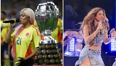 Karol G y Shakira brillan con los micrófonos en la final de la Copa América