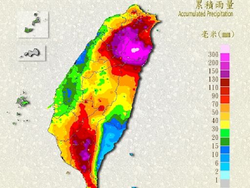 今日累積雨量前50測站出爐！「25個在宜蘭」 雨量圖一片紫